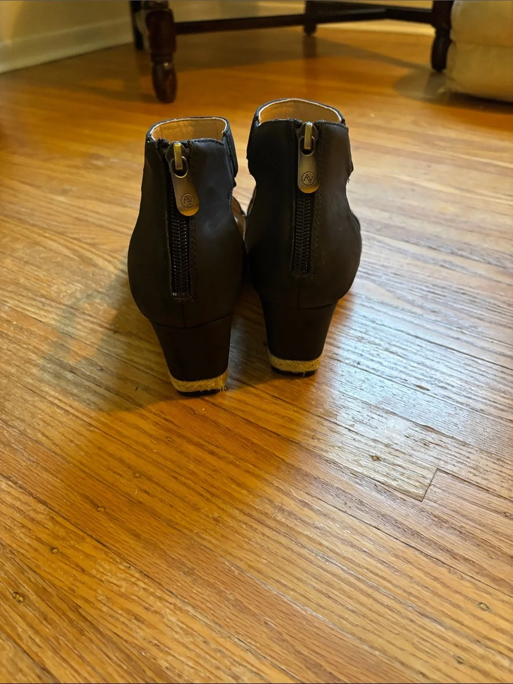 Adrienne Vittadini Black Crisscross Wedge Sandals